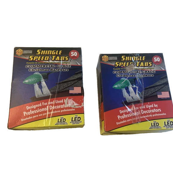 Adams Commercial Grade Speed Shingle Tabs Hanging String Christmas Lights 100 Ct - Picture 1 of 7